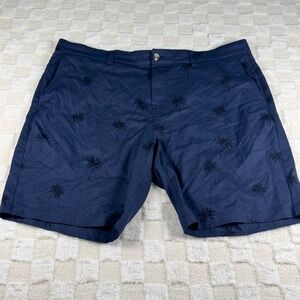 Travis Mathew Men's Shorts Navy Blue with Allover‎ Palm Tree Graphic Size 40
